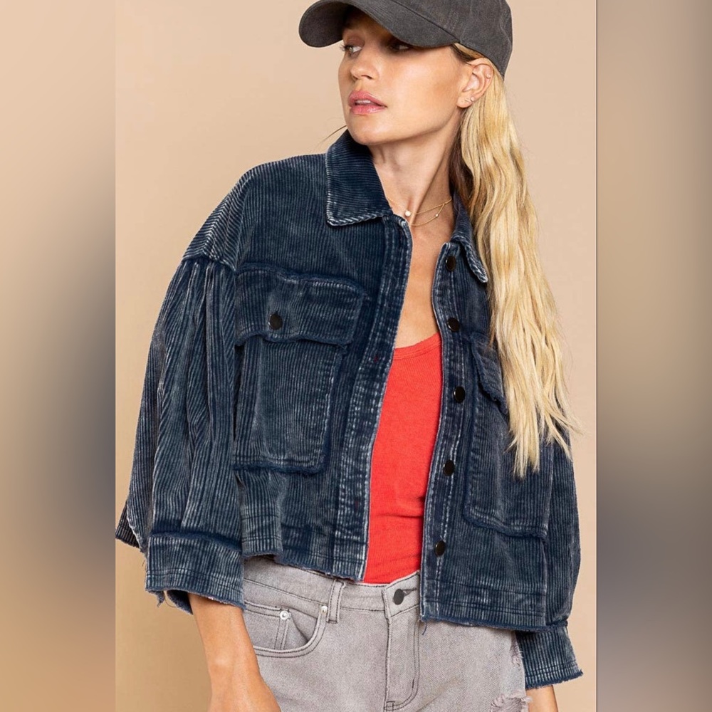 🖤HPx2 🎉 Maisie Oversized Vintage Style Corduroy Crop Shirt Jacket Shacket NWT